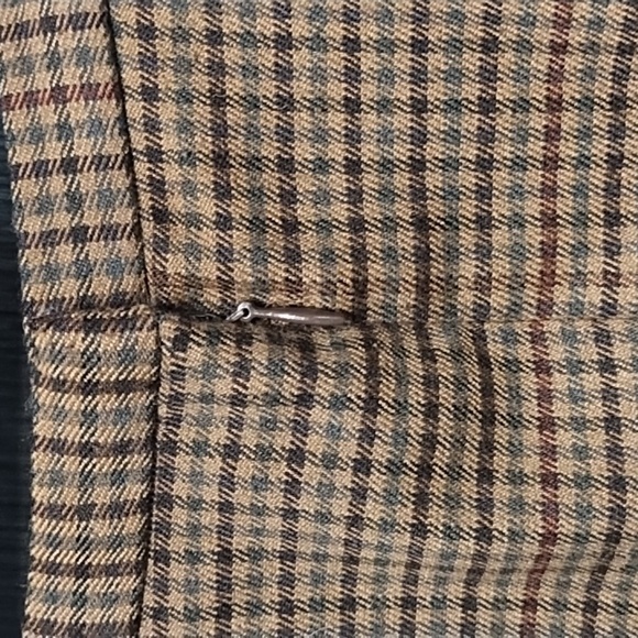 David Warren Skirt Stretch Waistband Open Front Slit Zipper Browns Lined Size 14 - Picture 6 of 9